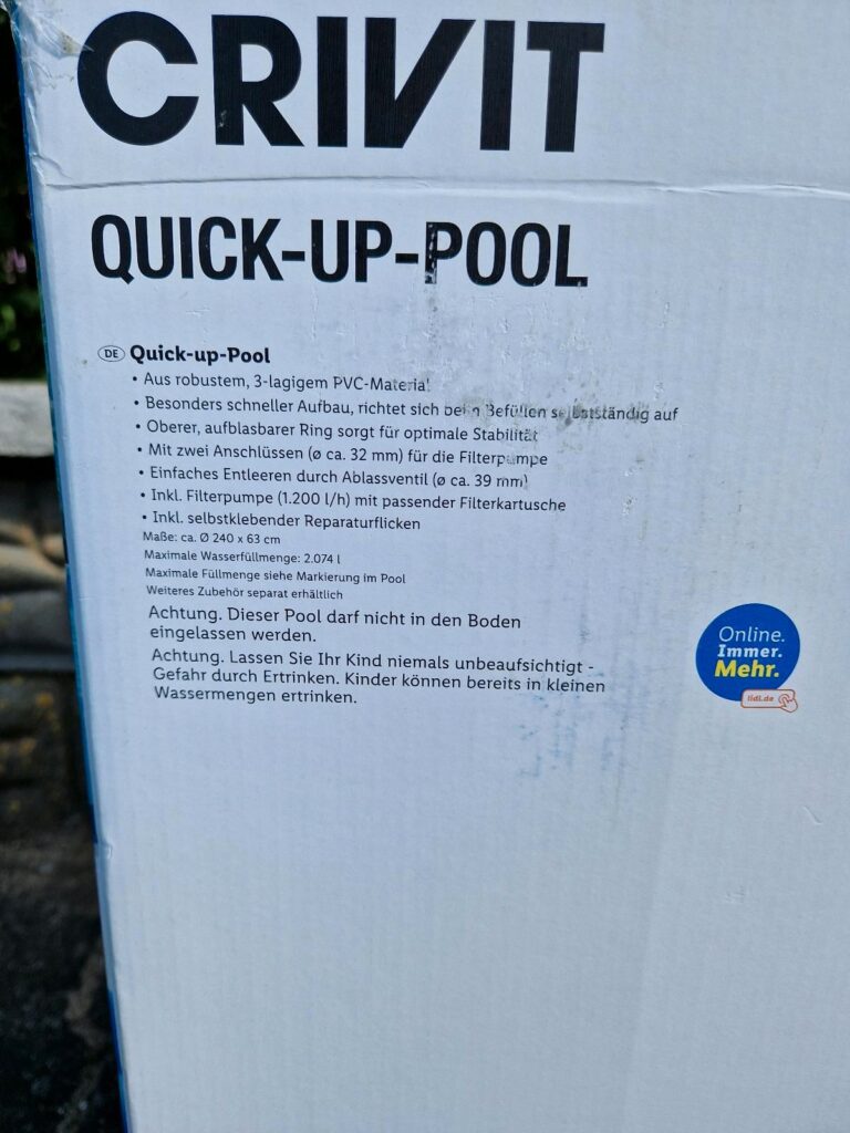 CRIVIT Quick-up-Pool Ø 240 x H 63 cm Test